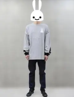 CUNE 3 ロンt ウサギいっぱいラインカットソー ロゴ プリントレア！のサムネイル