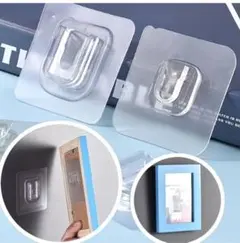 両面粘着壁フック 透明壁掛けフック　10ペアセット