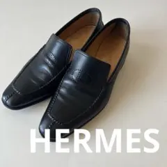 【美品】HERMES エブリンローファー 黒　40 ビジネス　フォーマル Hロゴのサムネイル