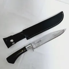 [新品未使用] カスタムナイフ 210mm白紙2号 磨き仕上焼樫柄 牛革シーツ付 新品未使用] カスタムナイフ 210mm白紙2号 磨き仕上焼樫柄 牛革シーツ