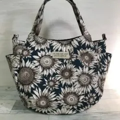ふっくらチューリップバッグ（ひまわり×グリーン）ハンドメイド