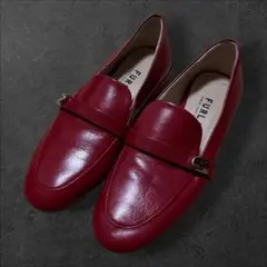 FURLA フルラ メタルパーツ レザー レッド ローファー 35のサムネイル