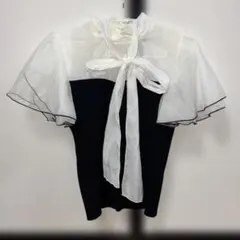 INGNI 半袖リブニット ボウタイブラウス風