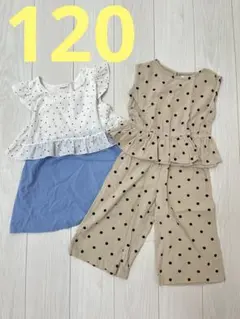 120 ワンピース　セットアップ　ドット柄　2点セットのサムネイル