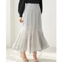 earth music&ecology　花柄切替フレアスカート