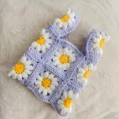 【ハンドメイド】ぷっくりお花のかぎ針編みバック