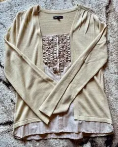 m.f.editorial ベージュ フリル付きカーディガンのサムネイル