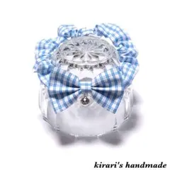 No.143 猫の首輪(格子チェック・ブルー)サイズ調整可能
