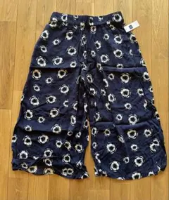 最終値下げ！未使用. GAP ネイビー フラワープリント ワイドパンツ XS