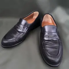 8【中古】Bally ブラックレザーローファー 5E 24.0cm 革靴のサムネイル