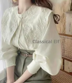Classical Elf 3wayコード刺繍ビッグカラーブラウスのサムネイル