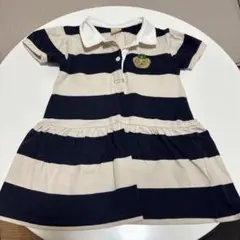 【美品】petit main ストライプ ポロワンピース　90cm
