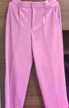 ​GU センタープレス ストレートパンツLサイズ ピンク ラベンダー美シルエット