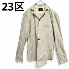 23区HOMME XL相当 コットンリネン ジャケット ベージュ ストライプ