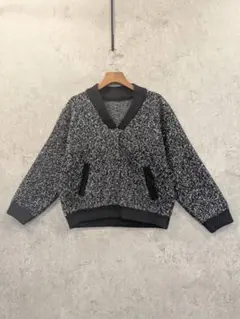 ニット風カーディガン ブラック・ホワイト