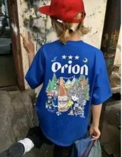 Orion ビール プリント 半袖 Tシャツ ブルー 3XL