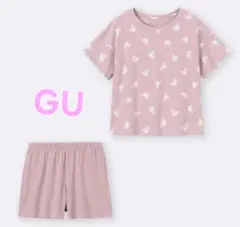 GU ジーユー コットンカラーラウンジセット 半袖 ＋短パン　猫柄 短期出品のサムネイル