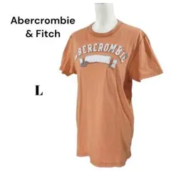 アバクロ メンズ 半袖Tシャツ デカロゴ パッチ【L】ライトオレンジ