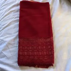 赤 レース付きストール