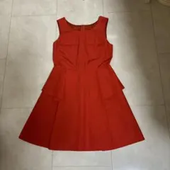 ジルスチュアート　赤　朱色　ノースリーブ　ワンピース 0サイズ