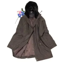 新品級　マックスマーラ　ロングコート　ジャケット　ファー　フード　ブラウン　38