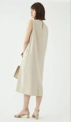 Green Label Relaxing ひざ丈ワンピース ベージュ