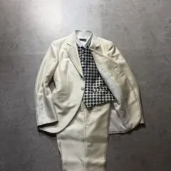メンズ　スリーピース　タキシード　セットアップ　スーツ　ホワイト　S〜M相当