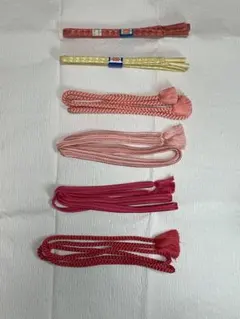 帯締めセット ピンク系 黄色　編み込み