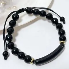 B75/天然石◇オニキス　スライド式ブレスレット　1個