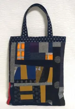 ミニトートバッグ＃ペタンコ#久留米絣#パッチワーク