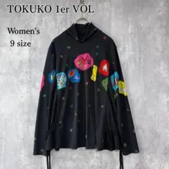 美品⁂トクコプルミエヴォル⁂七分袖プルオーバー ハイネック 総柄 虫鳥