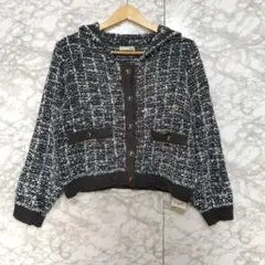 idem イデム セーラーカラーツイードカーディガンゴールドボタン 花柄 未使用