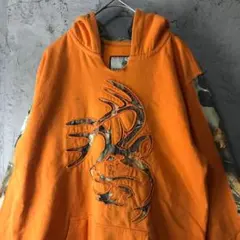 A3468古着　パーカー　オレンジ　キッズ　90s Y2K