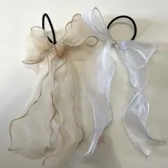 シフォンリボンヘアアクセサリー2点セット