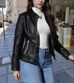 新品 未使用 PU ライダース ジャケット シングル