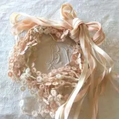 【2種 計9.8m】　斑染のケミカルレースとマットサテンリボン