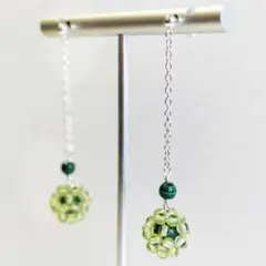 ハンドメイドピアス：ペリドット＆マラカイト