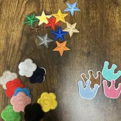 刺繍ミニワッペンセット (星型・王冠型.花型）アイロン