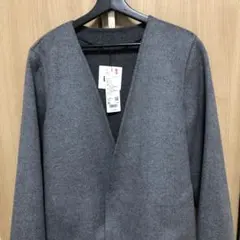 【新品　タグ付き】完売品　ユニクロ:C ダブルフェイスラップコート　グレー　XL