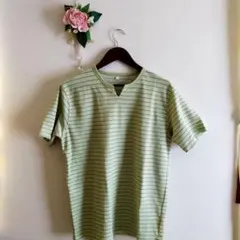 未使用ストライプ Vネックシャツ LLサイズ