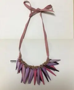 新品ピンクカラフルな木製ネックレス