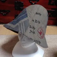 手ぬぐいリメイク～柿渋鉄媒染チューリップハット　　リバーシブル