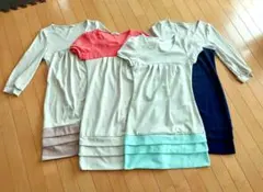 美品　ワンピース 4枚セット 半袖 七部袖 オフィスカジュアル　ブルーイースト