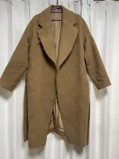 ブラウンロングコート ウエストベルト付き