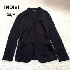 INDIVI ノーカラージャケット　日本製 M トリアセテート 洗える 入学式