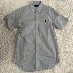 RALPH LAUREN 半袖シャツ　XS ストライプ　ロゴ刺繍　カジュアル