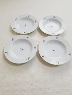 昭和レトロ　小花柄カレー皿　4枚セット