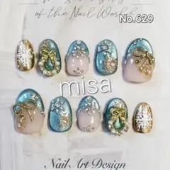 オーダー　マグネット　クリスマスネイル ビジュー　ネイルチップ　カラー変更無料