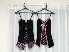 GOLDS∞infinity 黒ピンク キャミソール GODS∞infinity キャミソール 黒ピンク シフォン GODS∞infinity