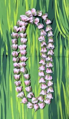 ハワイアンレイ　ピンクローズのロングレイとクウペェのセット